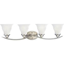 100W 4-Light Vanity Light Fixture with Etched Glass Dimmable Brushed Nickel