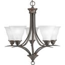 5 Light 100W Chandelier with Etched Glass Antique Bronze