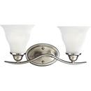 2 Light 100W Vanity Light Fixture with Etched Glass Brushed Nickel
