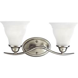 100W 2-Light Vanity Light Fixture with Etched Glass Brushed Nickel