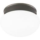 60 W 2-Light Medium Fitter Close-to-Ceiling Fixture with White Glass in Antique Bronze