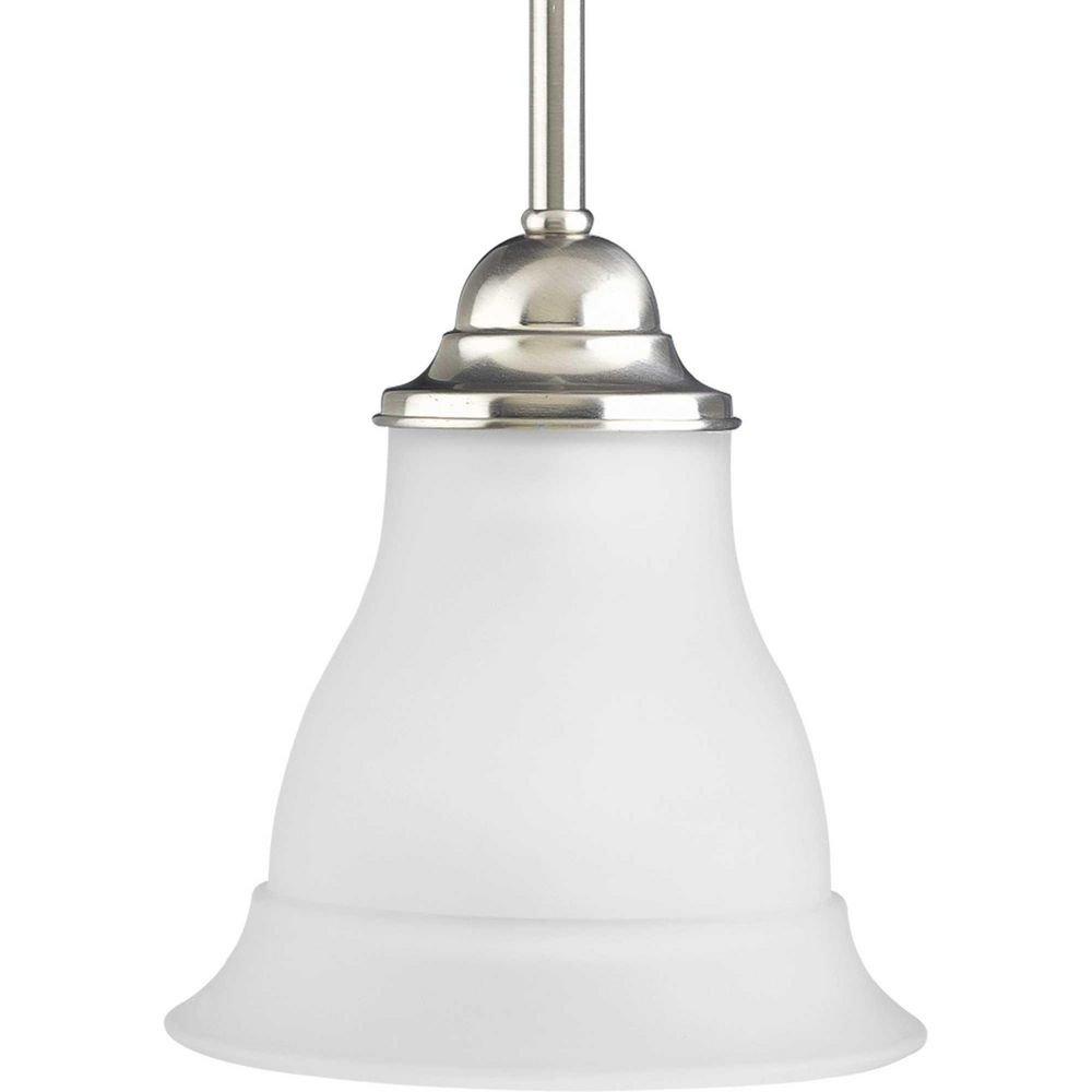 Progress Lighting Brushed Nickel 1 Light 100W Mini Pendant with Etched Glass 