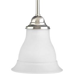 100W 1-Light Mini Pendant with White Etched Glass in Brushed Nickel