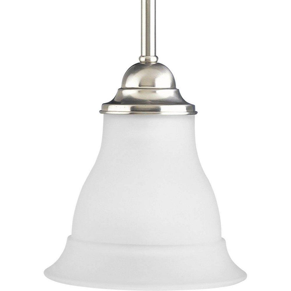 Progress Lighting Brushed Nickel 1 Light 100W Mini Pendant with Etched Glass 