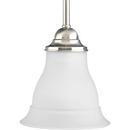 1 Light 100W Mini Pendant with White Etched Glass Brushed Nickel