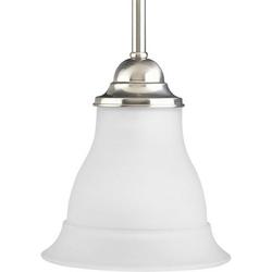 100W 1-Light Mini Pendant with White Etched Glass in Brushed Nickel
