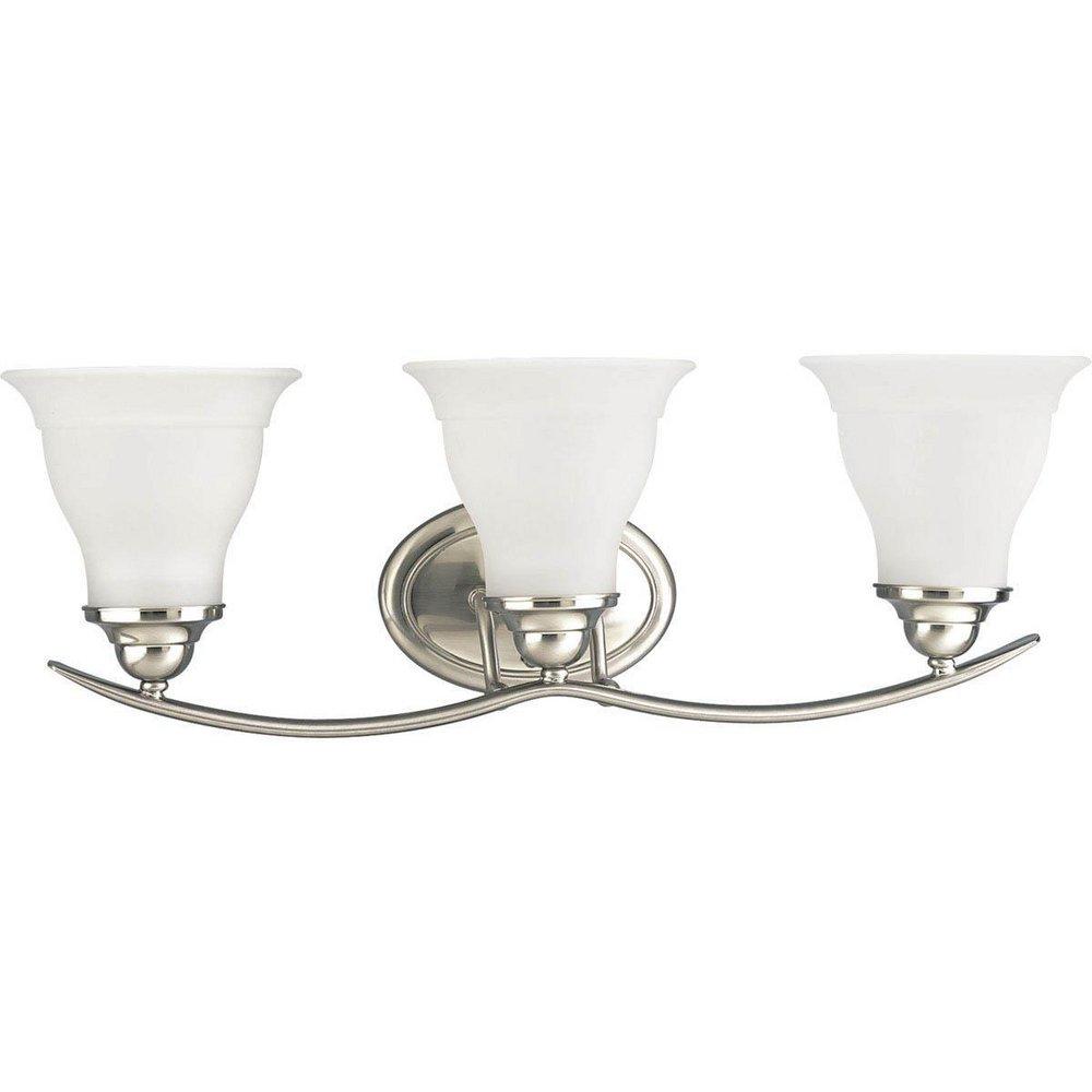Progress Lighting Brushed Nickel 8-1/8 in. 100W 3-Light Bath Vanity Fixture 
