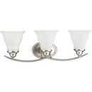 3 Light 100W Vanity Light Fixture with Etched Glass Dimmable Brushed Nickel