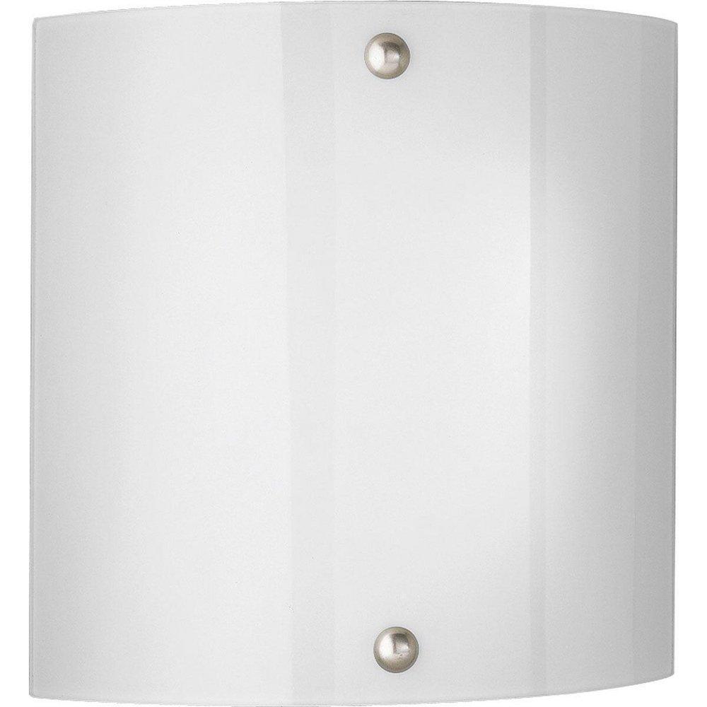 Progress Lighting Brushed Nickel 11-1/4 in. 2-Light Wall Sconce with Smooth White Glass Shade 