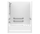 Aquatic White 60 in. Tub and Shower with 4 Grab Bar in White 