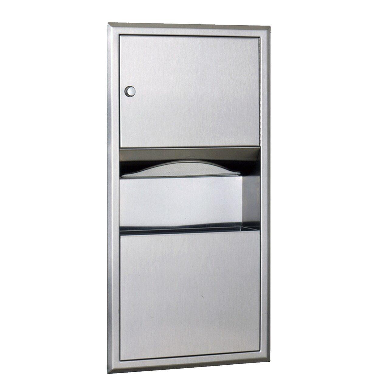 Bobrick Satin Stainless Steel Towel Dispenser Waste Receptacle 