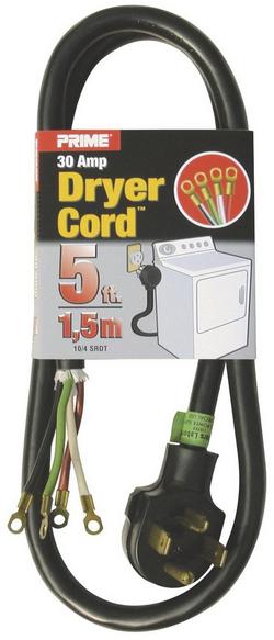 5 Feet 30 AMP DRYER CORD Black