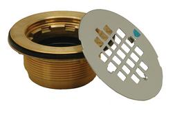 2 in. Brass No Caulk Shower Drain with 4-1/2 in. Strainer in Stainless Steel