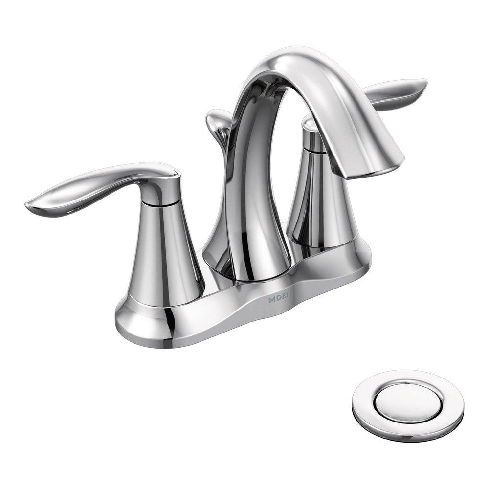 Moen Chrome Two Handle Centerset Bathroom Sink Faucet 
