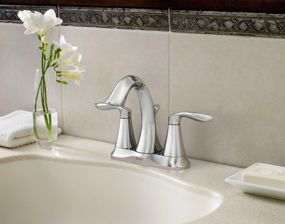 Moen Chrome Two Handle Centerset Bathroom Sink Faucet 