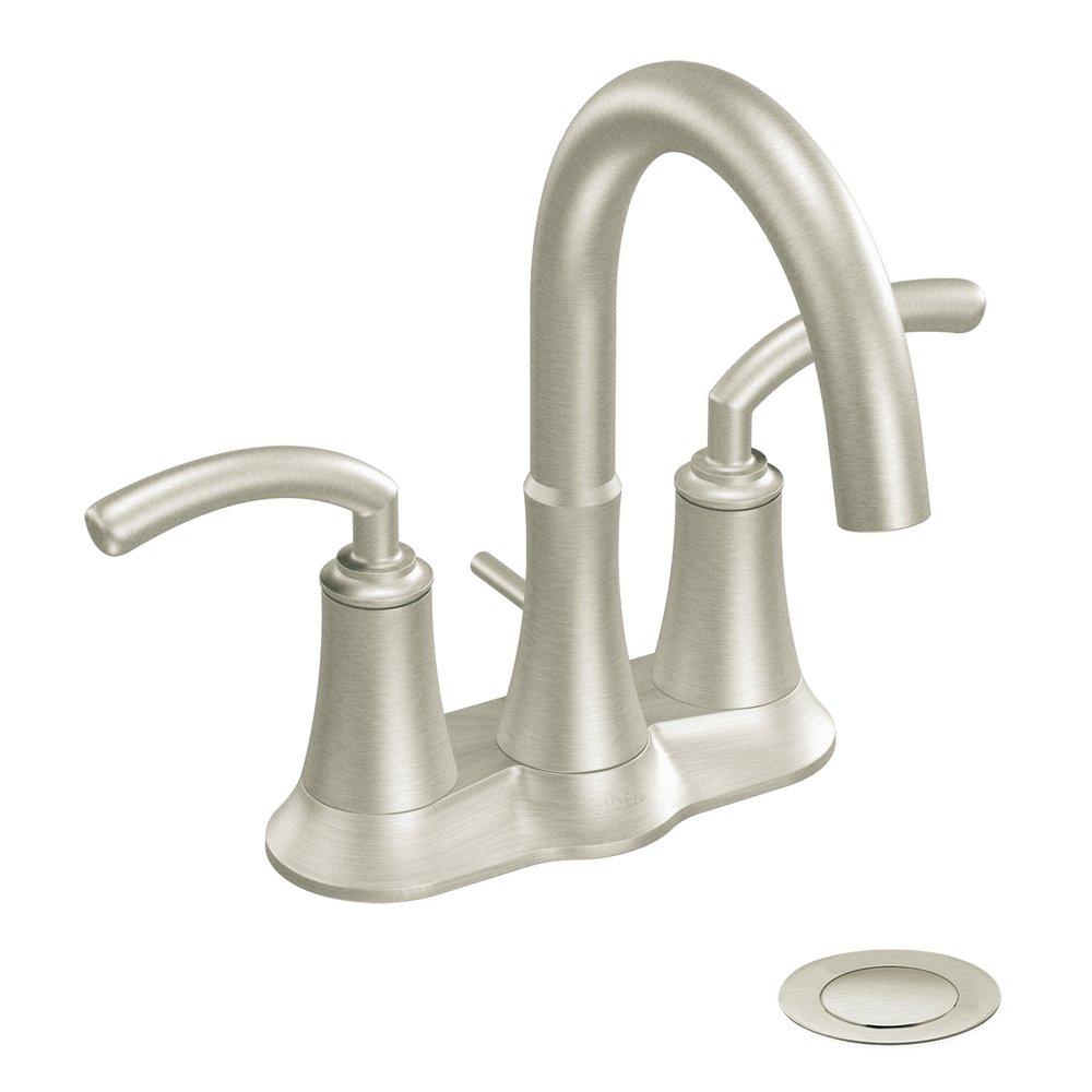 Moen Brushed Nickel Two Handle Centerset Bathroom Sink Faucet 