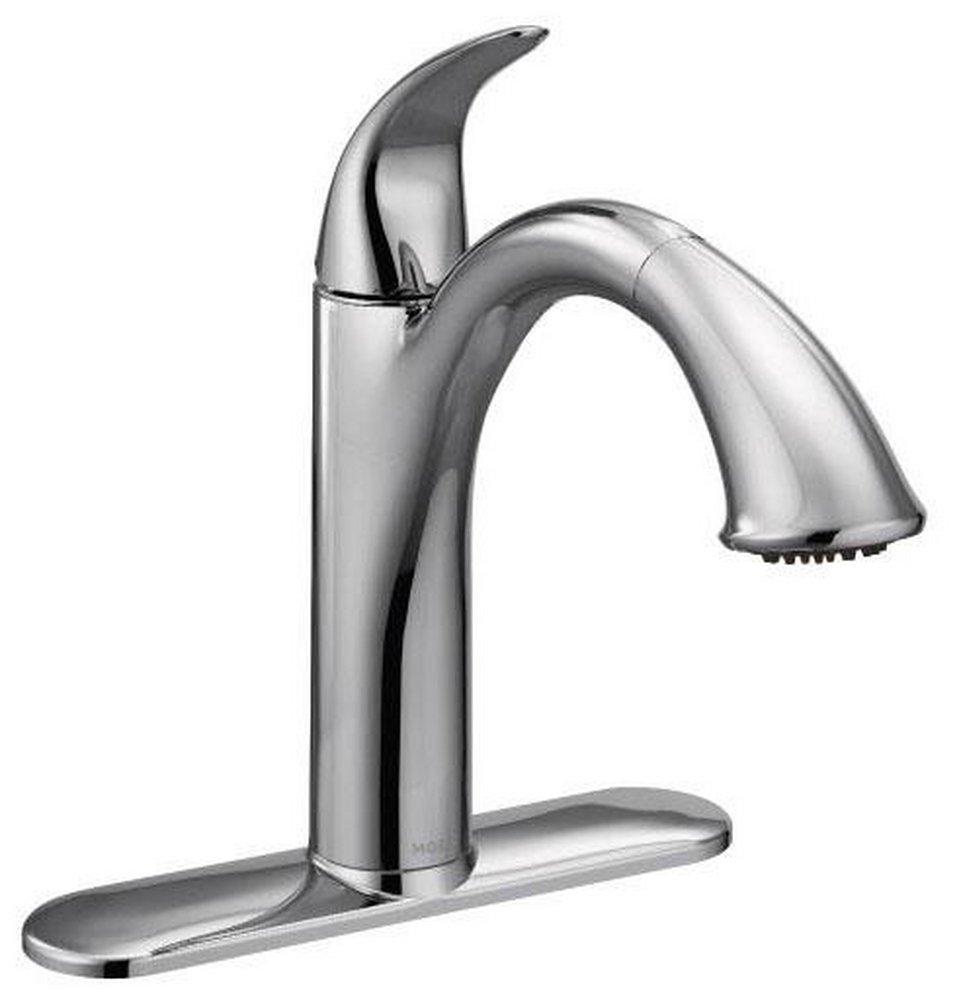 Moen Chrome Single Handle Pull Out Kitchen Faucet with Power Clean and Reflex Technology 