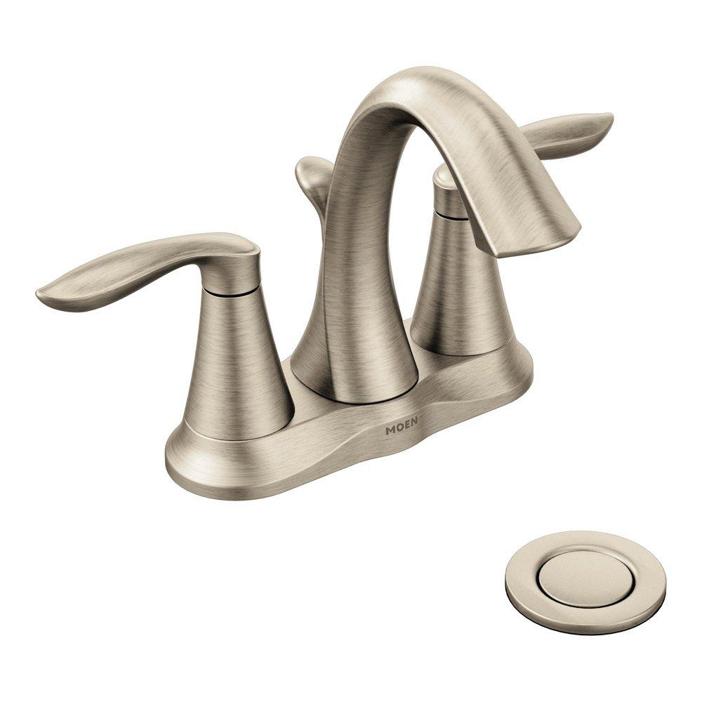 Moen Brushed Nickel Two Handle Centerset Bathroom Sink Faucet 