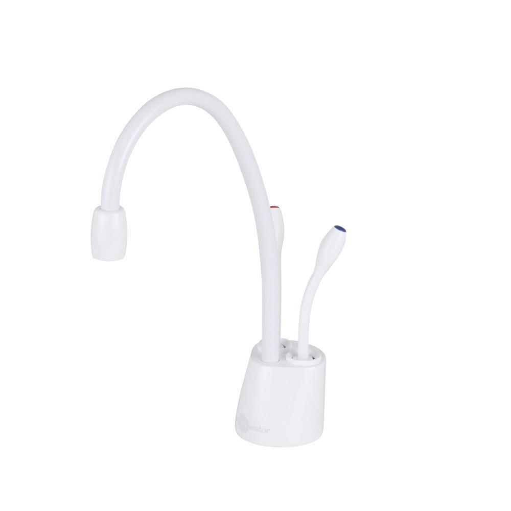 InSinkErator&reg; White 0.7 gpm 1 Hole Deck Mount Hot and Cold Water Dispenser with Double Lever Handle 