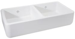 36-5/8 in. Farmhouse Fireclay Double Bowl Kitchen Sink in White