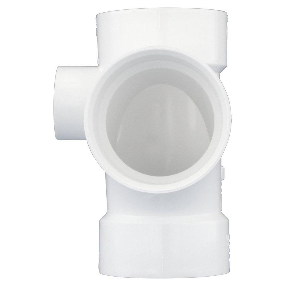 White PVC DWV Sanitary Tee with 2 