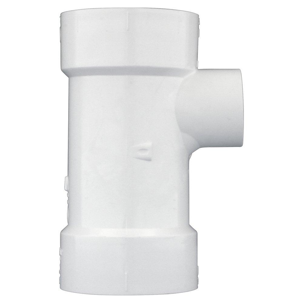 White PVC DWV Sanitary Tee with 2 