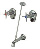 Two Handle Cross Wall Mount Service Faucet in Chrome Plated