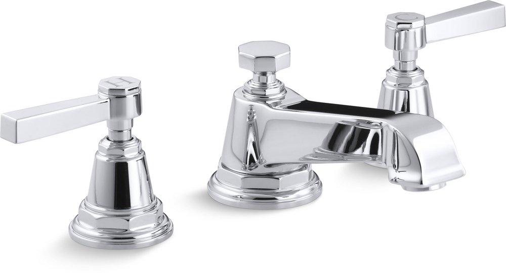 KOHLER Polished Chrome Two Handle Widespread Bathroom Sink Faucet 