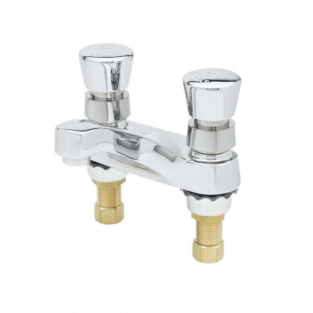 T&S Brass Chrome Plated Two Metering Handle Deck Mount Healthcare Faucet 