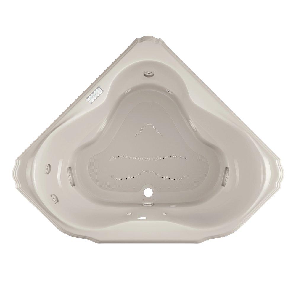 JACUZZI&reg; Oyster 59-3/4 x 59-3/4 in. 10-Jet Acrylic Corner Drop-In Whirlpool Bathtub with Center Drain and J4 Luxury Control 