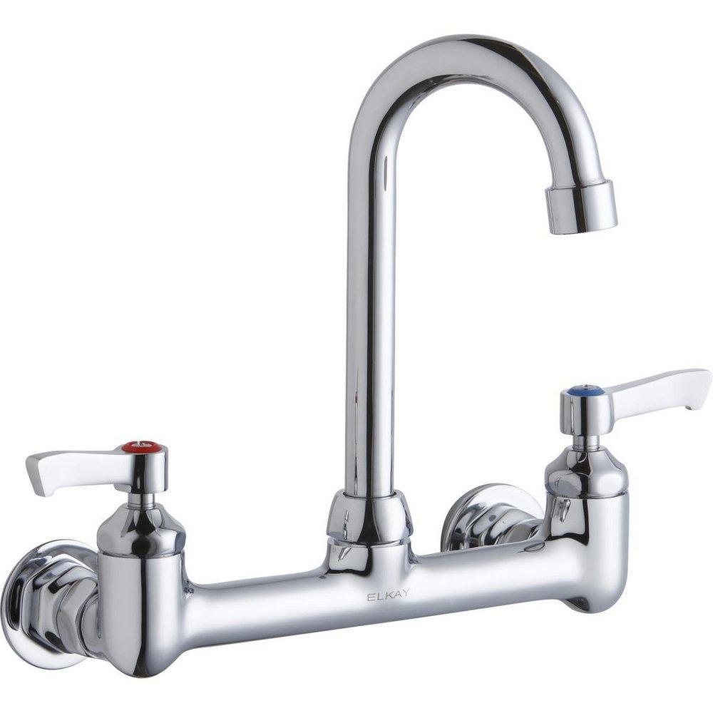 Elkay Polished Chrome Two Lever Handle Wall Mount Service Faucet 
