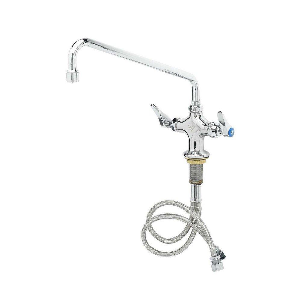 T&S Brass Polished Chrome Plated 1-Hole Pantry Faucet with Double Lever Handle 