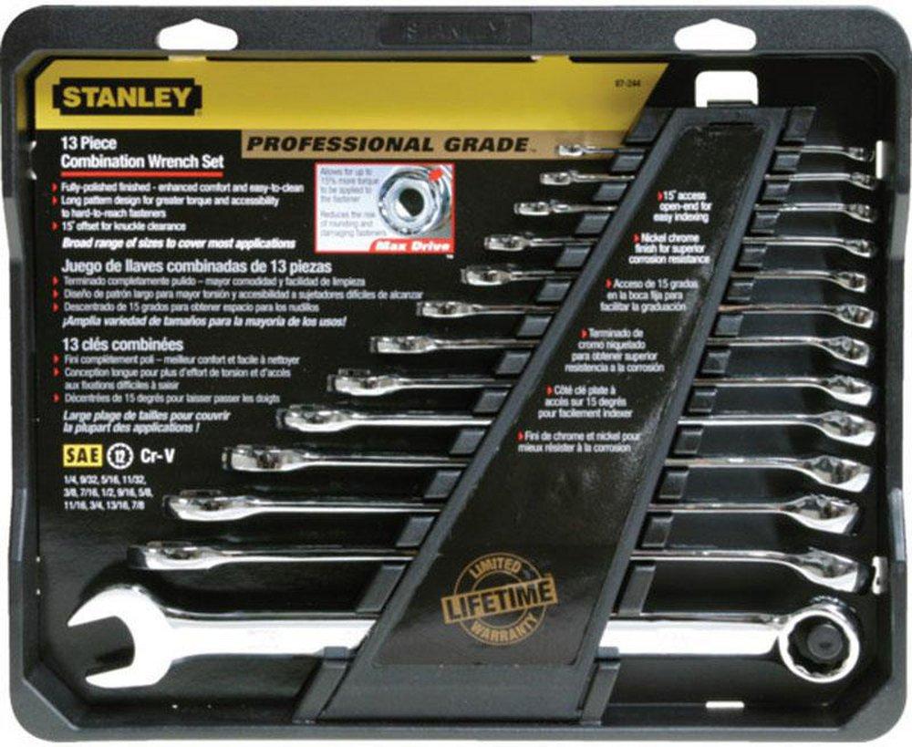 Stanley Polished Chrome Combination Wrench Set 