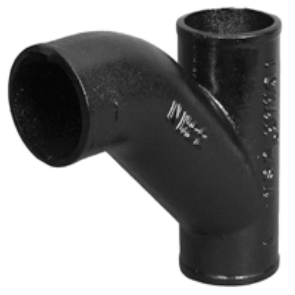 Black No Hub Cast Iron Reducing 1/8 Bend Combination Wye 