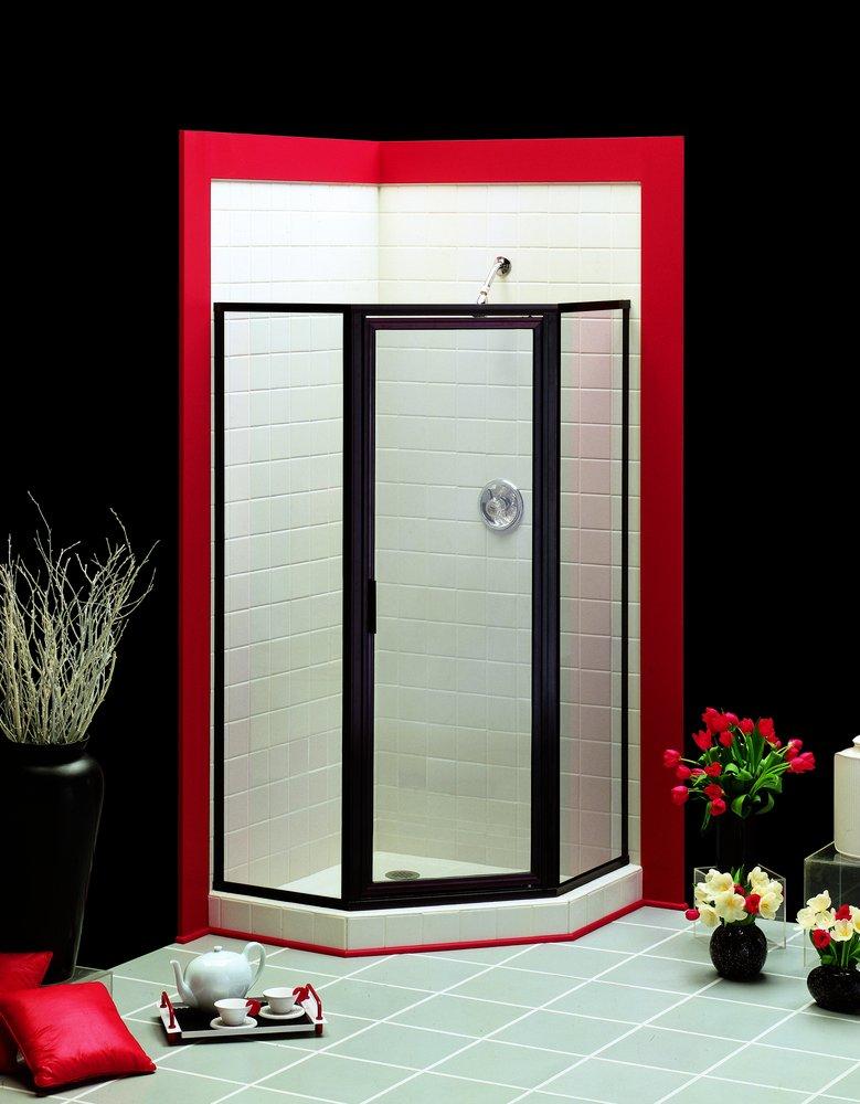 Basco Shower Enclosures Silver 65 x 22-5/8 in. Framed Shower Door with Obscure Glass 