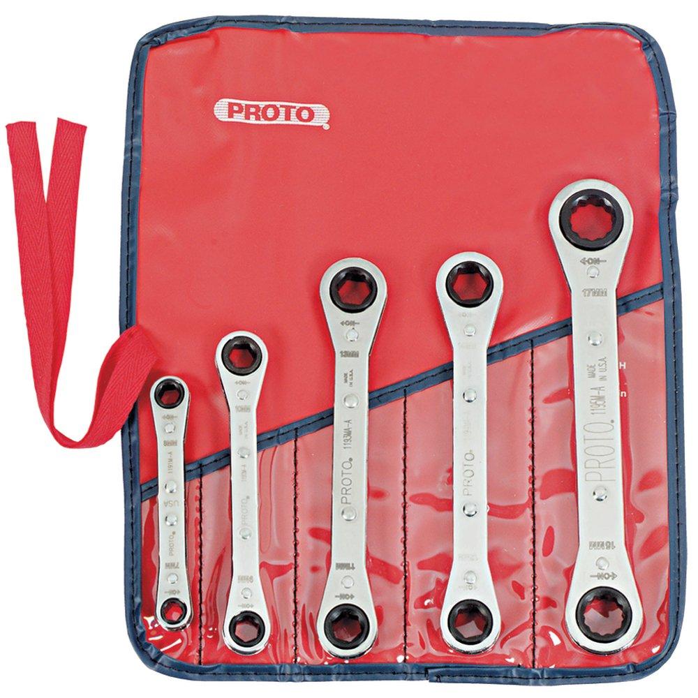 Stanley-Proto Polished Chrome Ratchet Set with Pouch 