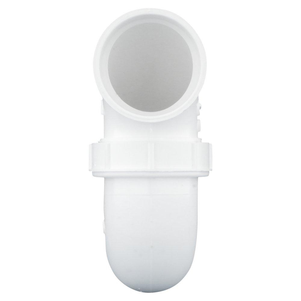 White PVC DWV Union P-Trap with Plastic Nut 