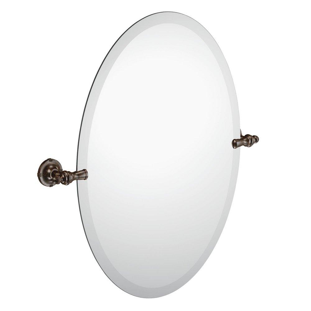 Moen Oil Rubbed Bronze 26 x 2-97/100 in. Zinc-Glass Oval Tilt Mirror 