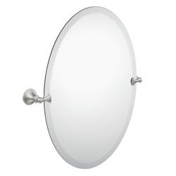 26 x 22-13/16 in. Zinc-Glass Oval Tilt Mirror in Brushed Nickel