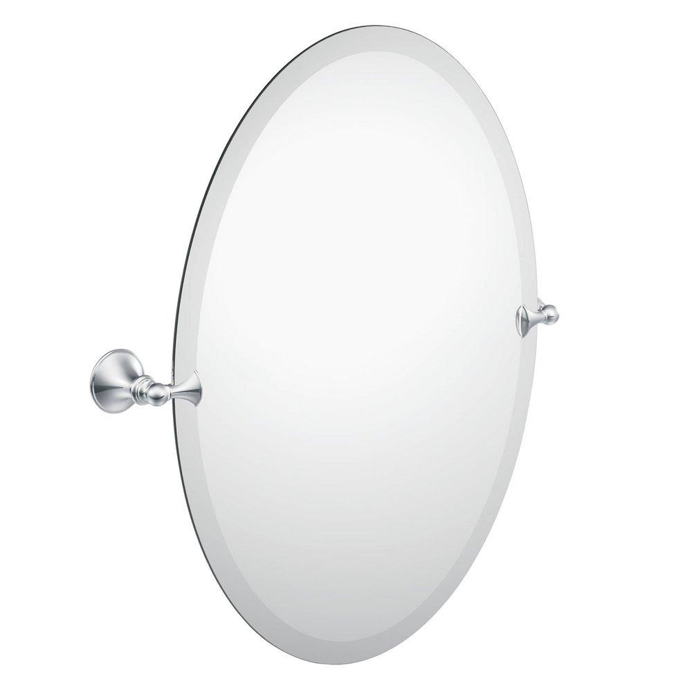Moen Polished Chrome 26 x 22-13/16 in. Zinc-Glass Oval Tilt Mirror 