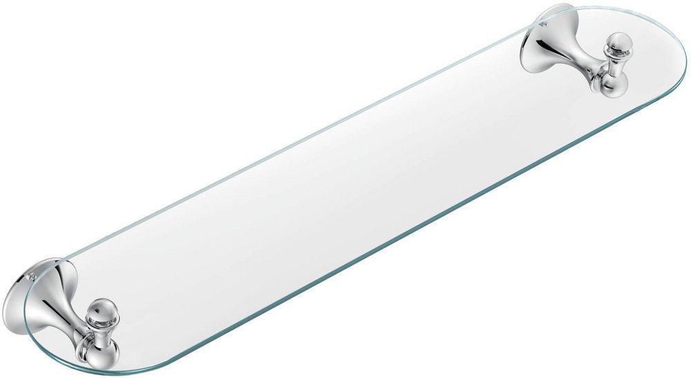Moen Polished Chrome 24 in. Glass and Zinc Bathroom Shelf 