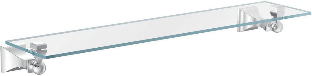 Moen Polished Chrome 22 in. Glass and Zinc Bathroom Shelf 