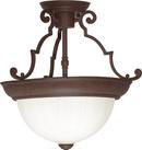 60W 2-Light Medium E-26 Incandescent Semi-Flush Ceiling Light with Frosted Melon Glass in Old Bronze