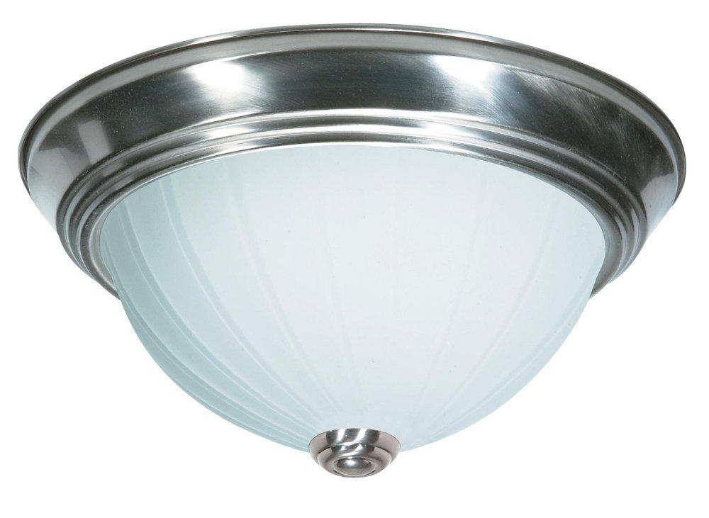 NUVO Brushed Nickel 11-1/4 in. 2-Light Medium Base Flush Mount Ceiling Light 