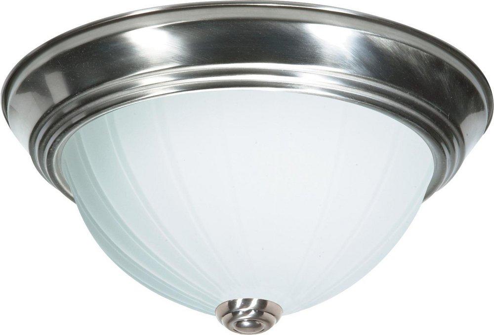 NUVO Brushed Nickel 13-1/4 in. 2-Light Flush Mount Ceiling Light 