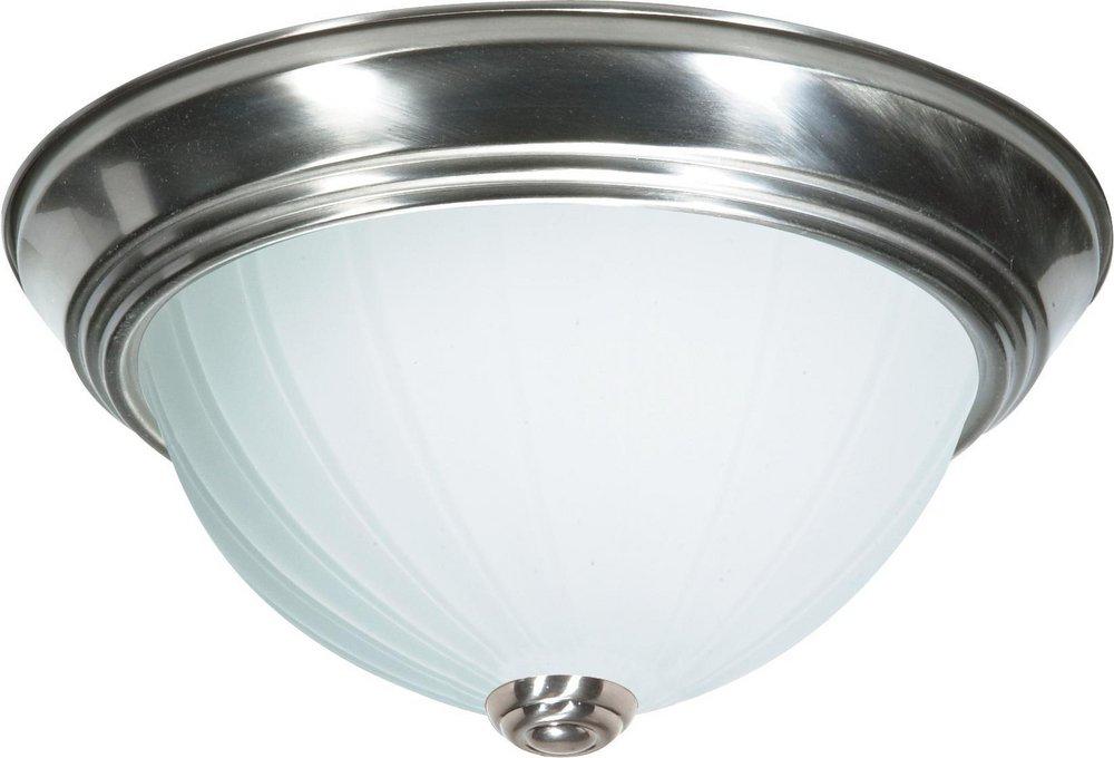 NUVO Brushed Nickel 15-1/4 in. 3-Light Medium Base Flush Mount Ceiling Light 