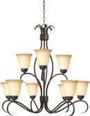 100 W 9-Light Medium Chandelier with Wilshire Glass in Oil Rubbed Bronze