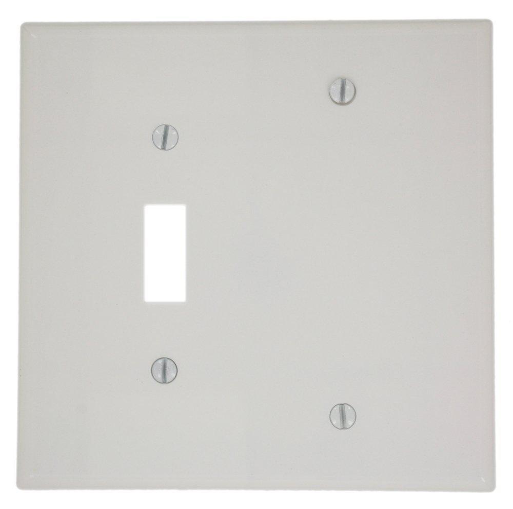 LEVITON White 2-Gang 1-Toggle 1-Blank Device Combination Wall Plate 