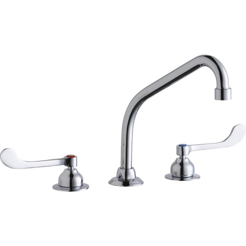 Elkay Chrome 1.5 gpm 3-Hole Deck Mount Centerset Sink Faucet with Double Wristblade Handle and High Arc Spout 