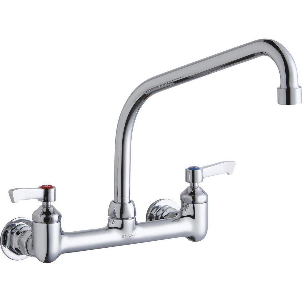 Elkay Chrome Two Handle Lever Wall Mount Food Service Faucet 